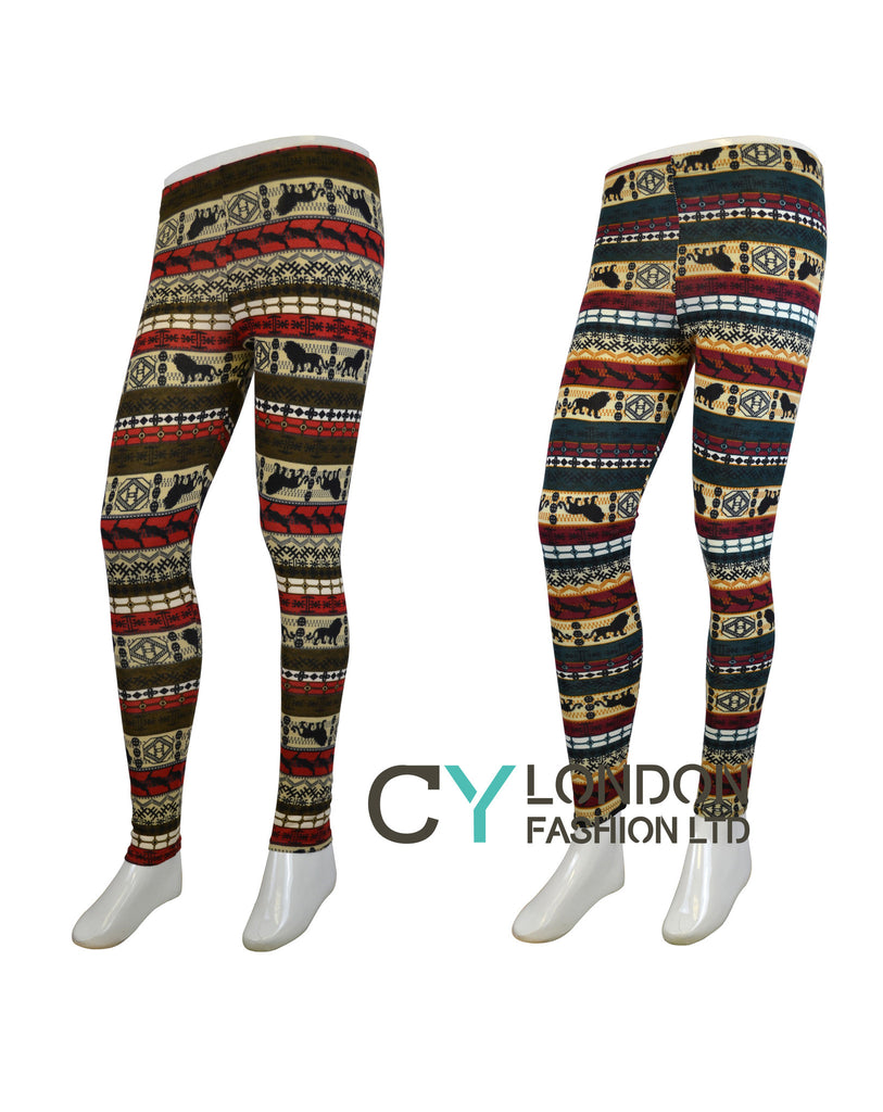 Lion Aztec Pattern knitted leggings