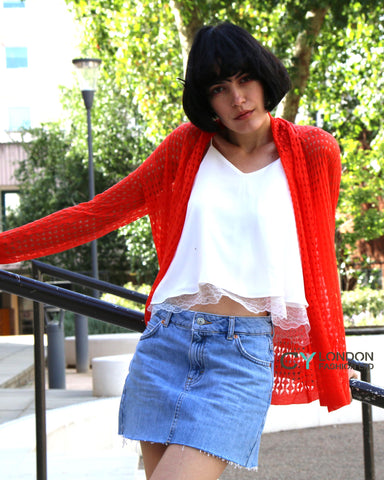 Relax Holiday fine knitted cardigan (Orange)