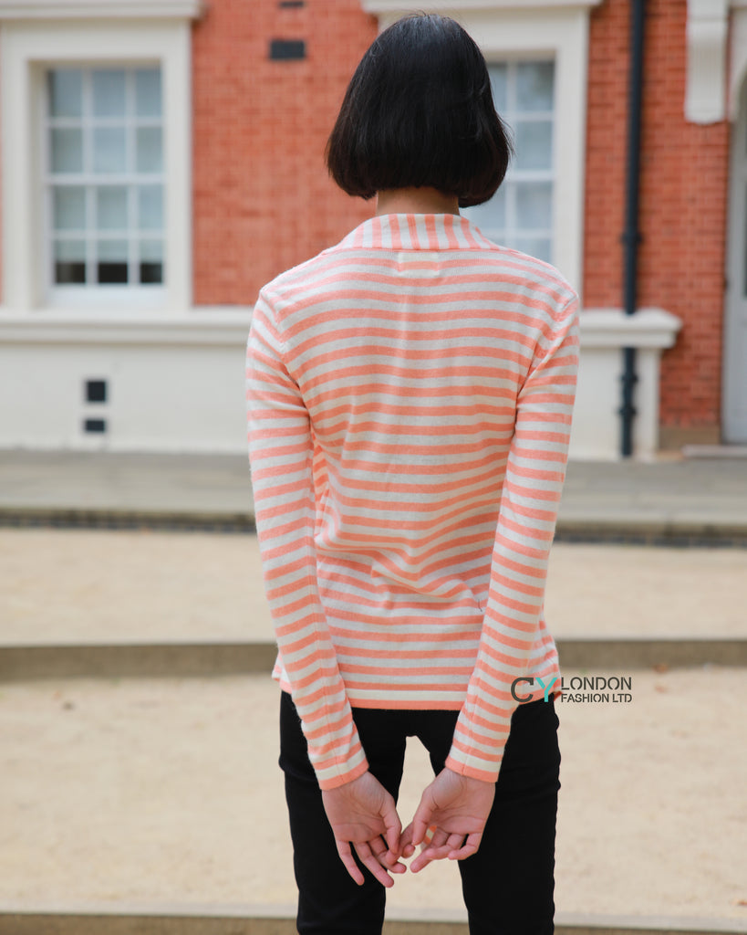 Knitted Stripe Print Waterfall Draped Cardigan