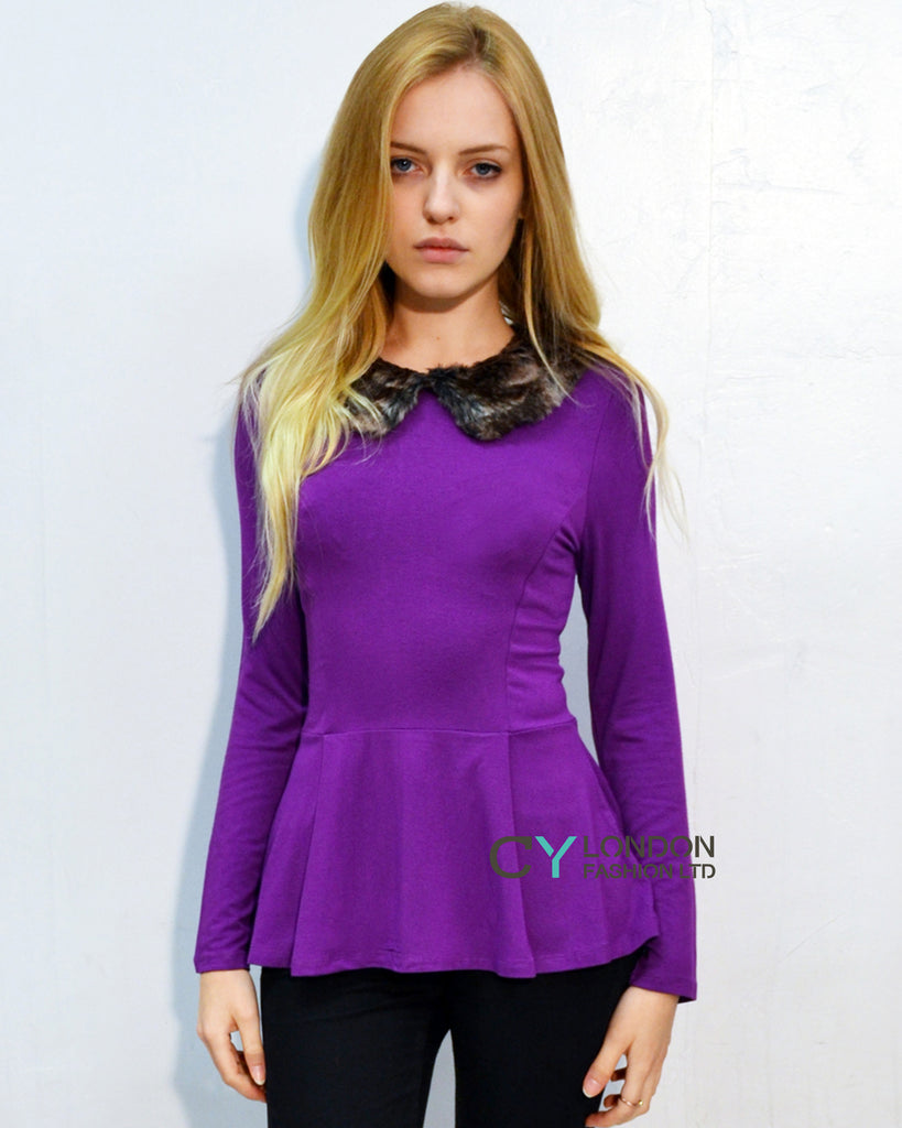 Faux Fur Collar Top