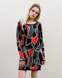 Gold Trim chain and aztec Print Jumper Dress