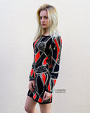 Gold Trim chain and aztec Print Jumper Dress