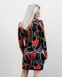 Gold Trim chain and aztec Print Jumper Dress