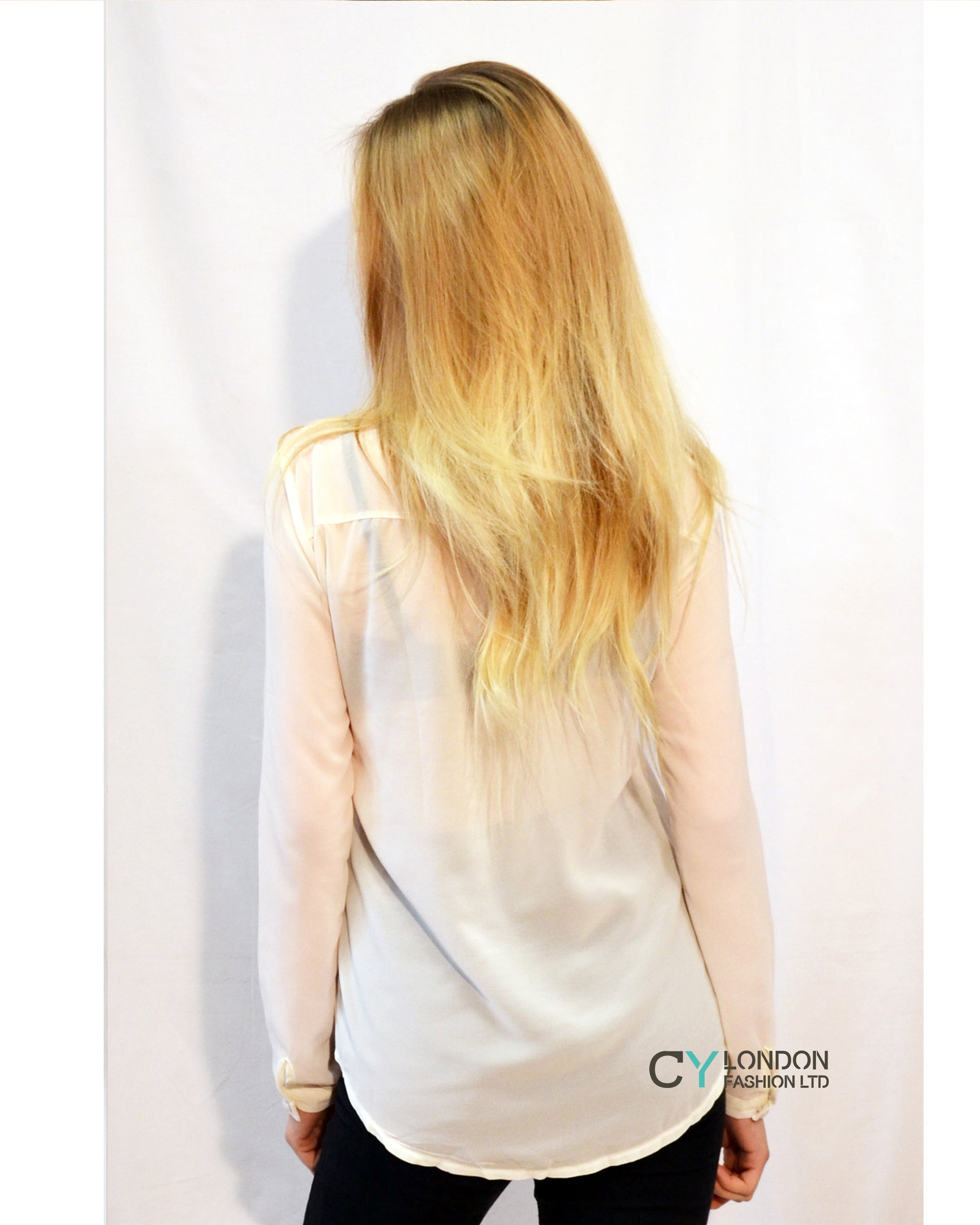 Plain Color Chiffon Shirt (Cream)