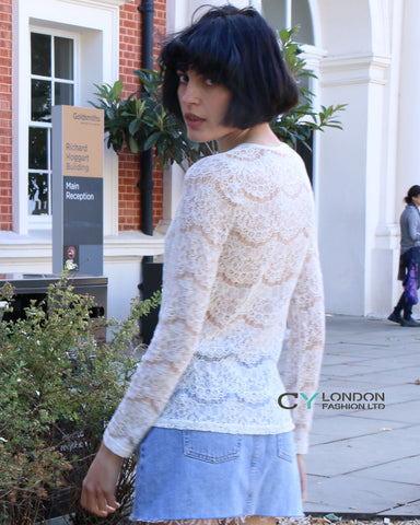 Floral lace long sleeves top
