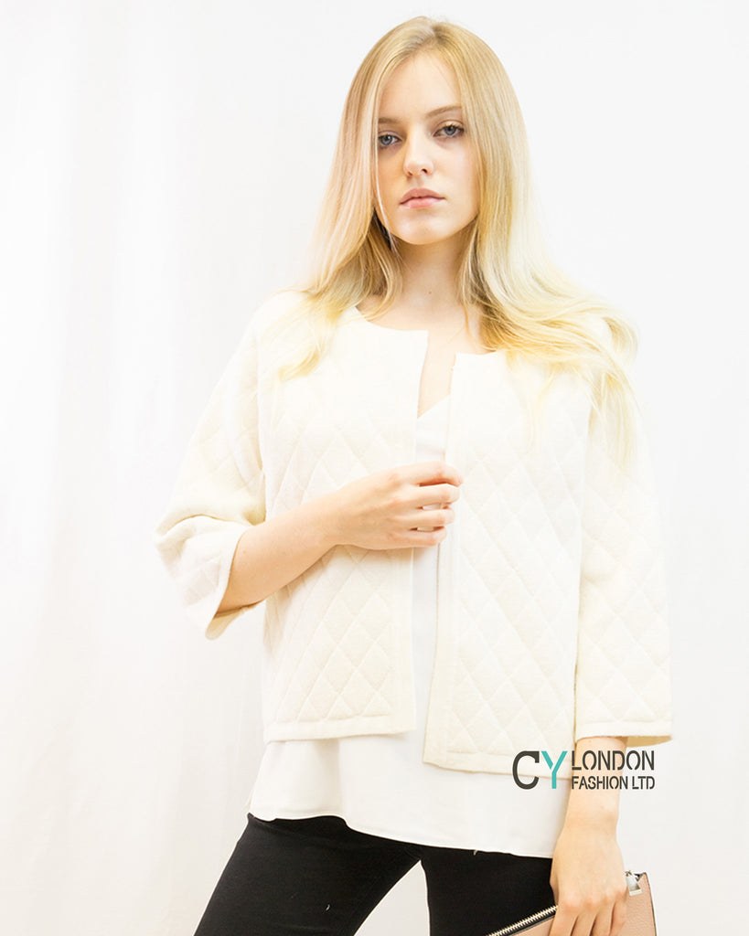 Three quarters sleeves Cardigan (White)