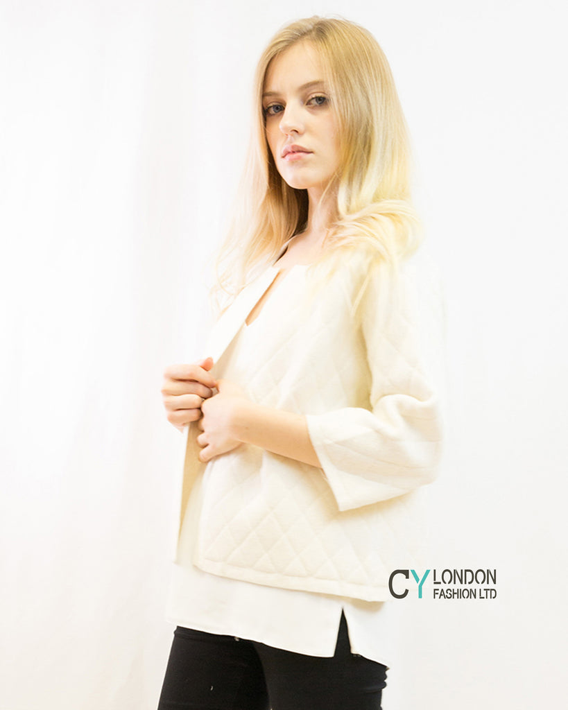 Three quarters sleeves Cardigan (White)