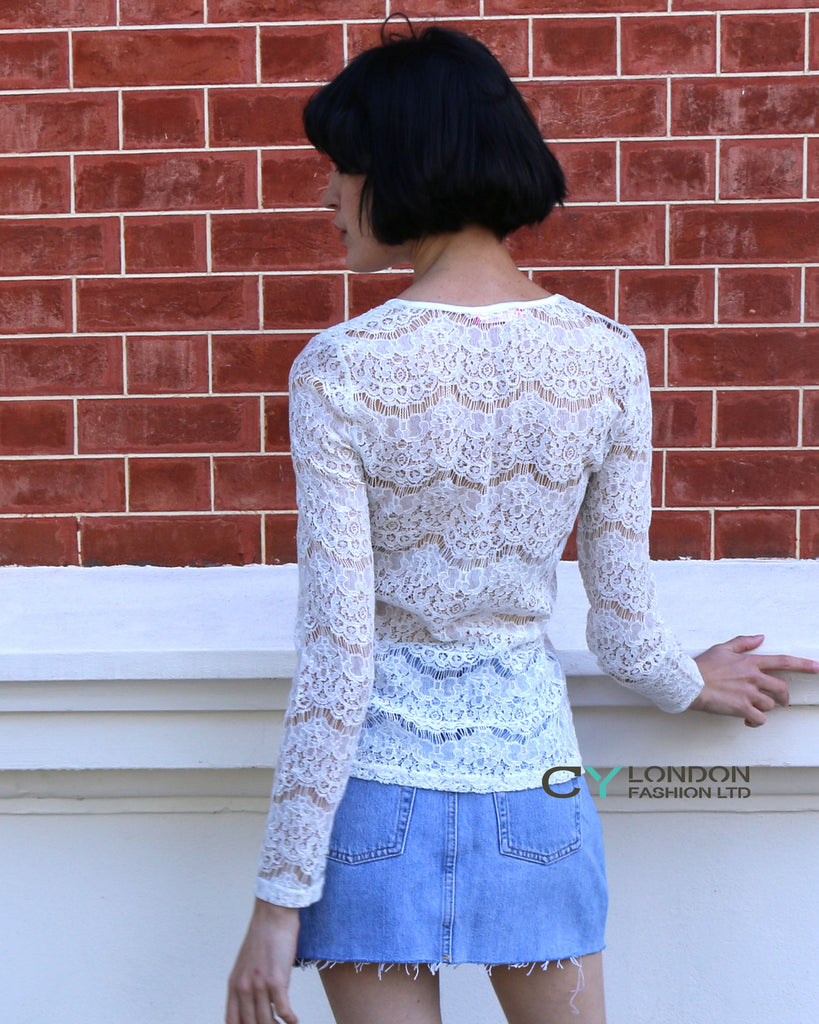 Floral lace long sleeves top