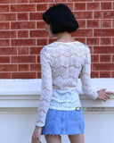 Floral lace long sleeves top