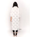 Feather look and star pattern shirt dress