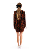 Fine Knit Leopard Print Pattern design Jumper Dress in Coffee Brown