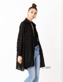 Black color Oversized shirt dress in multi tassel stripe design fabric
