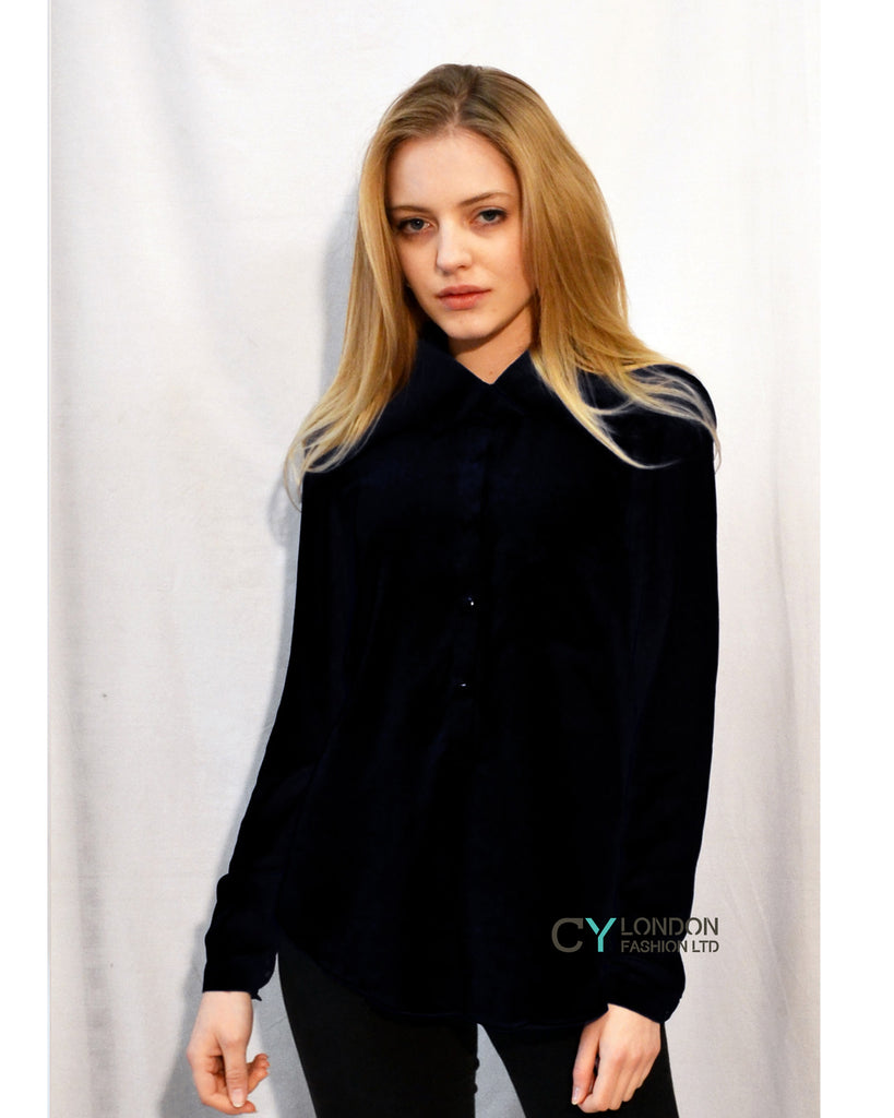 Plain Color Chiffon Shirt (Black)