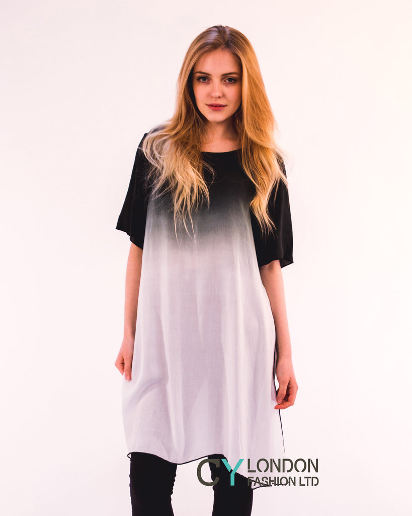 Tie dye Cotton Long top (Black)