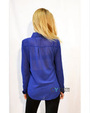 Plain Color Chiffon Shirt (Royal Blue)