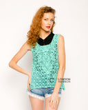 Floral Pattern Crochet Vest Top