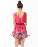 Floral jewelry print silky skater dress