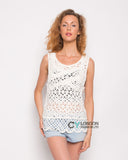 Floral Crochet Vest Top (Cream)