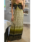 Multi Leaves Print Maxi Dress