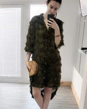 Feather look and star pattern shirt dress in Green