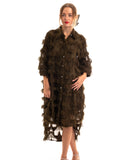 Feather look and star pattern shirt dress in Green