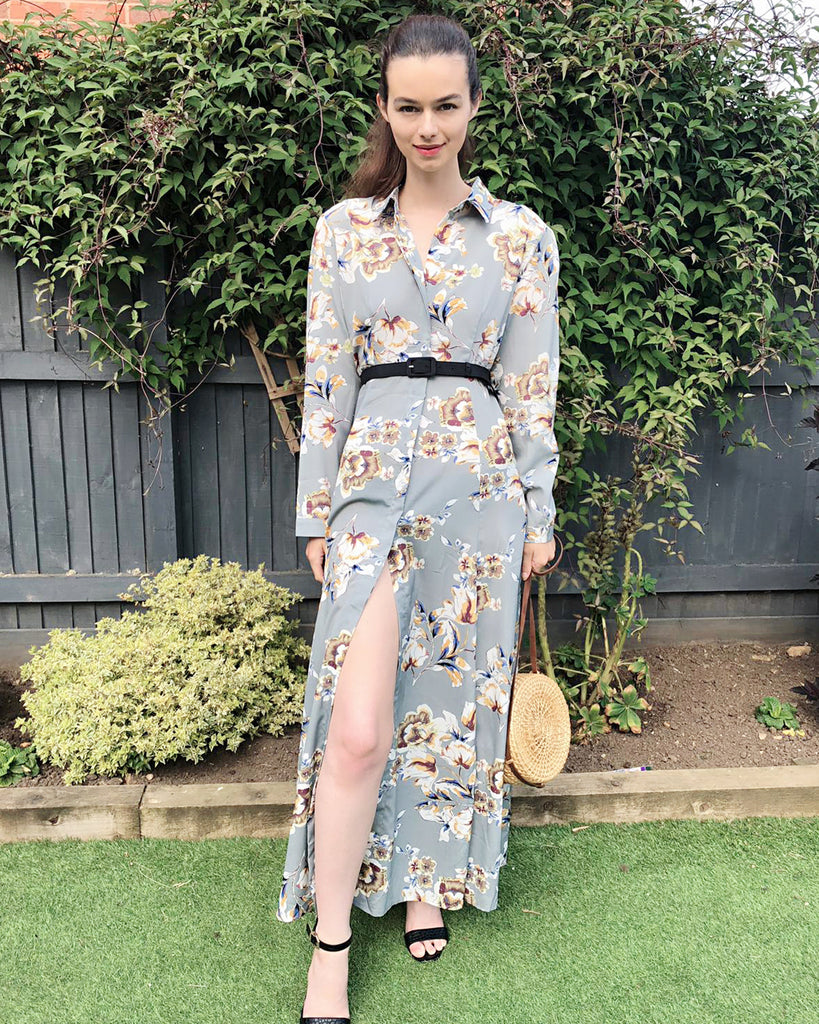Floral print shirt dress