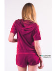 Short sleeves and Shorts Velour Tracksuits (Hot Pink)