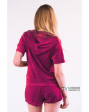 Short sleeves and Shorts Velour Tracksuits (Hot Pink)