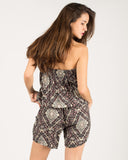 Multi little floral print all over print cotton Playsuits in Blue