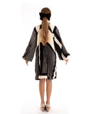 Black and White Stripe Scarf print Full pleated Shirt dress