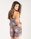 Multi little floral print all over print cotton Playsuits in Pink