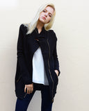 Black faux leather contrast fine knit jacket