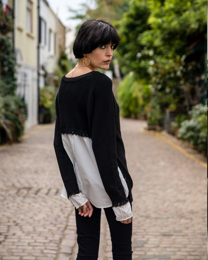 Plain jumper with shirt design