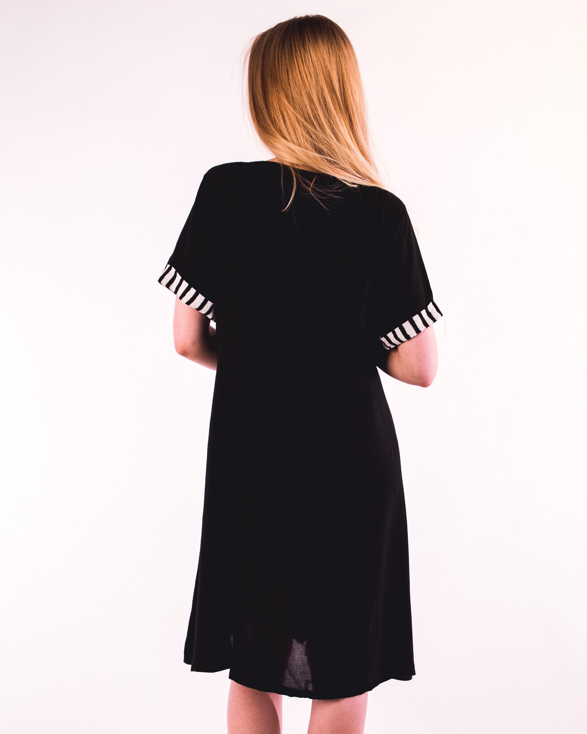 Stripe Print Cotton Dress (Blue)