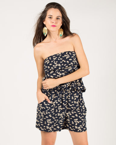 Leaf Print Playsuits (Blue)