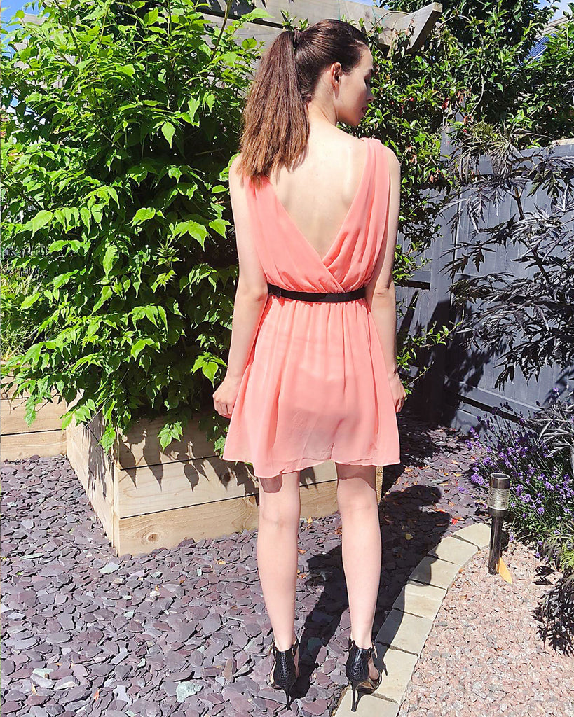 Wrap Chiffon dress (Peach)