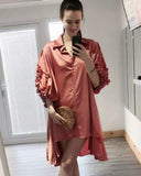 Floral sleeves design oversized sleeves shirt dress in pink