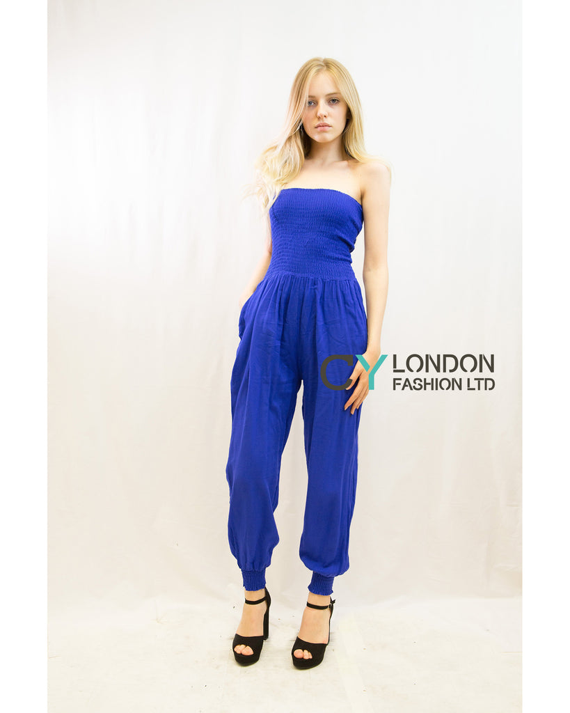 Cotton Bootube Jumpsuits (Peach)