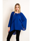 Chiffon Long Sleeves Cape Top (Navy)