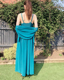 Strappy Chiffon Maxi Dress with Sequin waist (Turq)