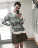 Mix color stripe jumper