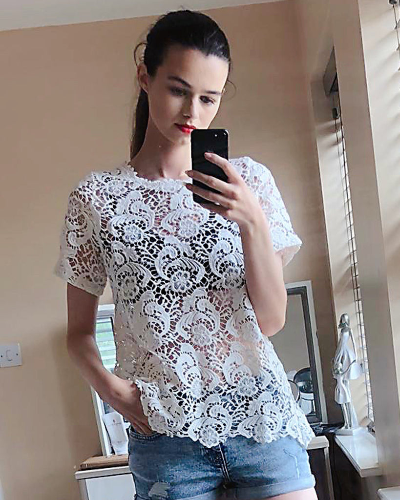 Floral Pattern Crochet Top