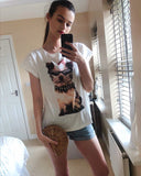 Cute dog and sun-glass print T-shirt
