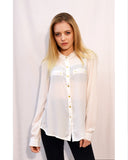 Collar Chiffon Shirt (White)