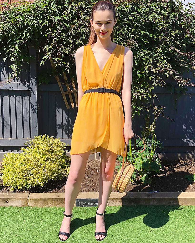 Wrap Chiffon dress (YELLOW)