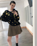 Star Print Neon ColourFluffy Jumper (Yellow)