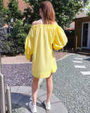 Off shoulder long sleeves oversize dress in Yellow